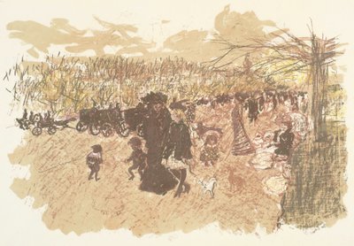 Avenida del Bosque, litografía de la serie Algunos aspectos de la vida de París de Pierre Bonnard